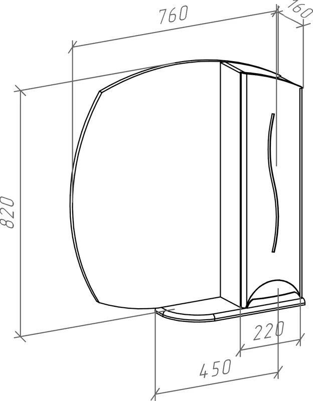 Зеркало-шкаф Глория 75 R белый