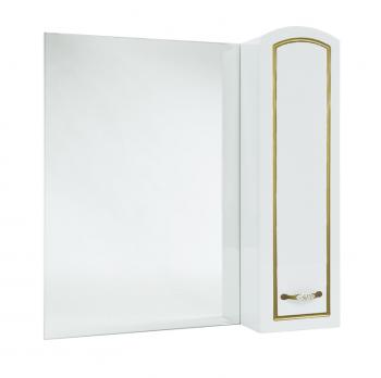 Зеркало-шкаф Амелия 80 R белое, патина золото