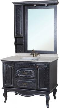 Зеркало-шкаф Bellezza Рим 110 L черное патина серебро