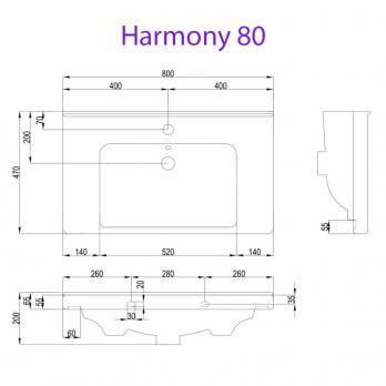 Мебельная раковина Гармония 80