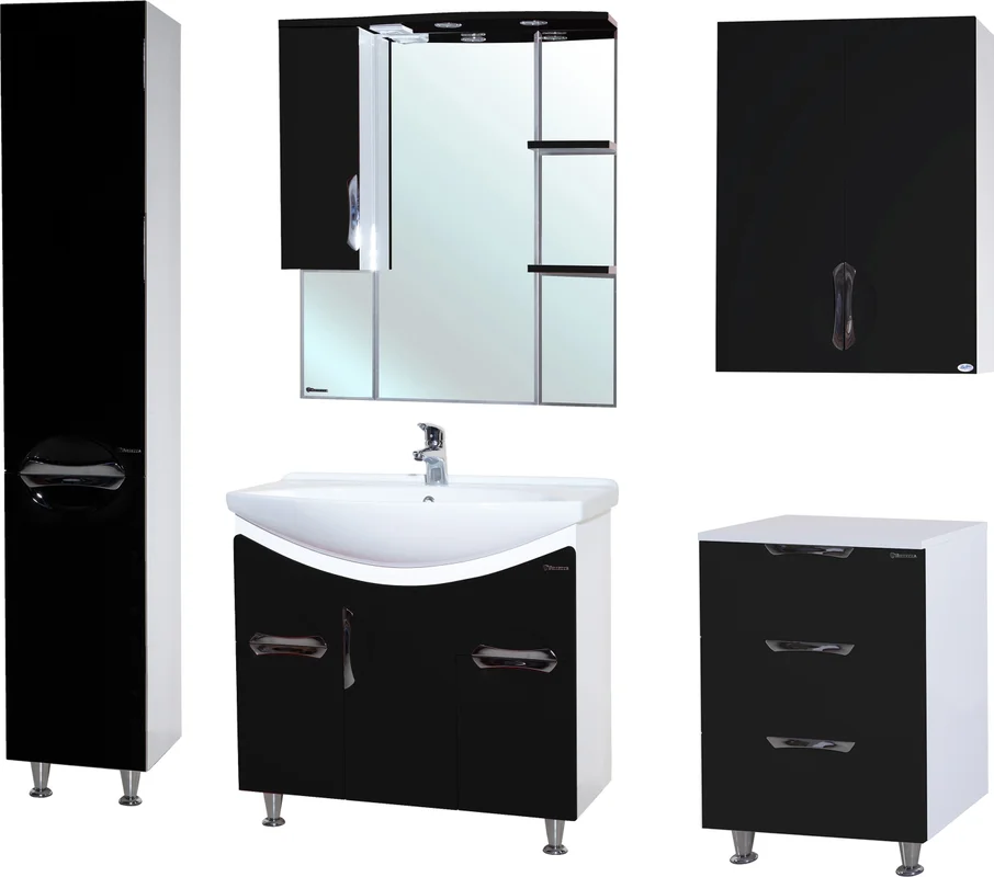 Тумба под раковину Bellezza Лагуна 85 черное (без умывальника)