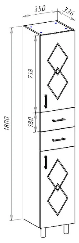 Шкаф пенал элеганс 35 белый