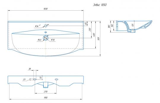 Напольная тумба с раковиной Сесилия 105 белая